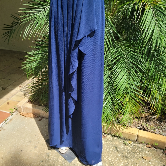 David's Bridal Navy Long Dress Size 4 Strapless - Picture 7 of 11